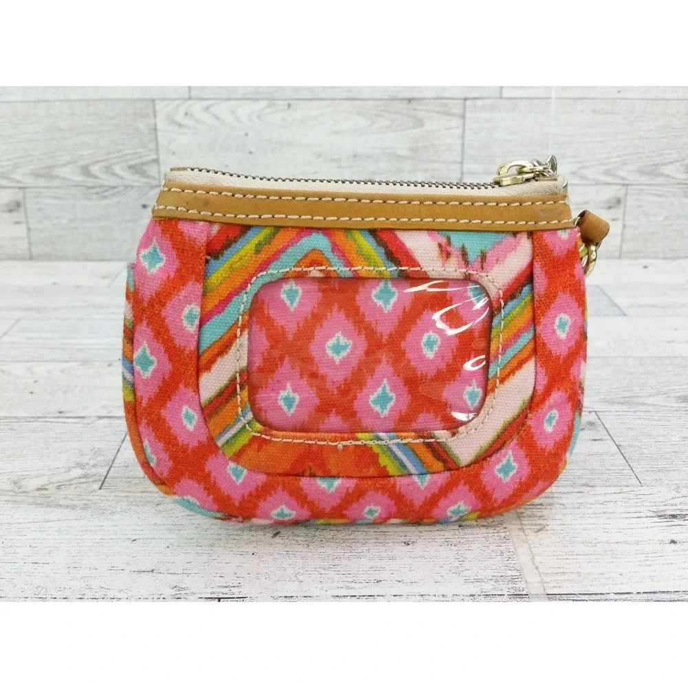 Dena Canvas Chevron Striped Aztec‎ Pink Orange Teal Tassel Pouch Bag Wristlet